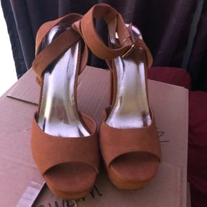 Brown suede heels